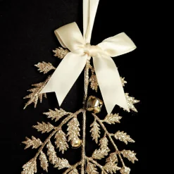 Champagne Glitter Fern Tree Decoration with Mini Bells Christmas Tree Decorations|
