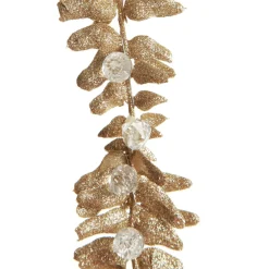 Champagne Glitter Leaf and Pearls Long Tree Decoration Christmas Tree Decorations|