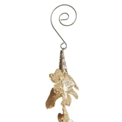 Champagne Glitter Leaf and Pearls Long Tree Decoration Christmas Tree Decorations|