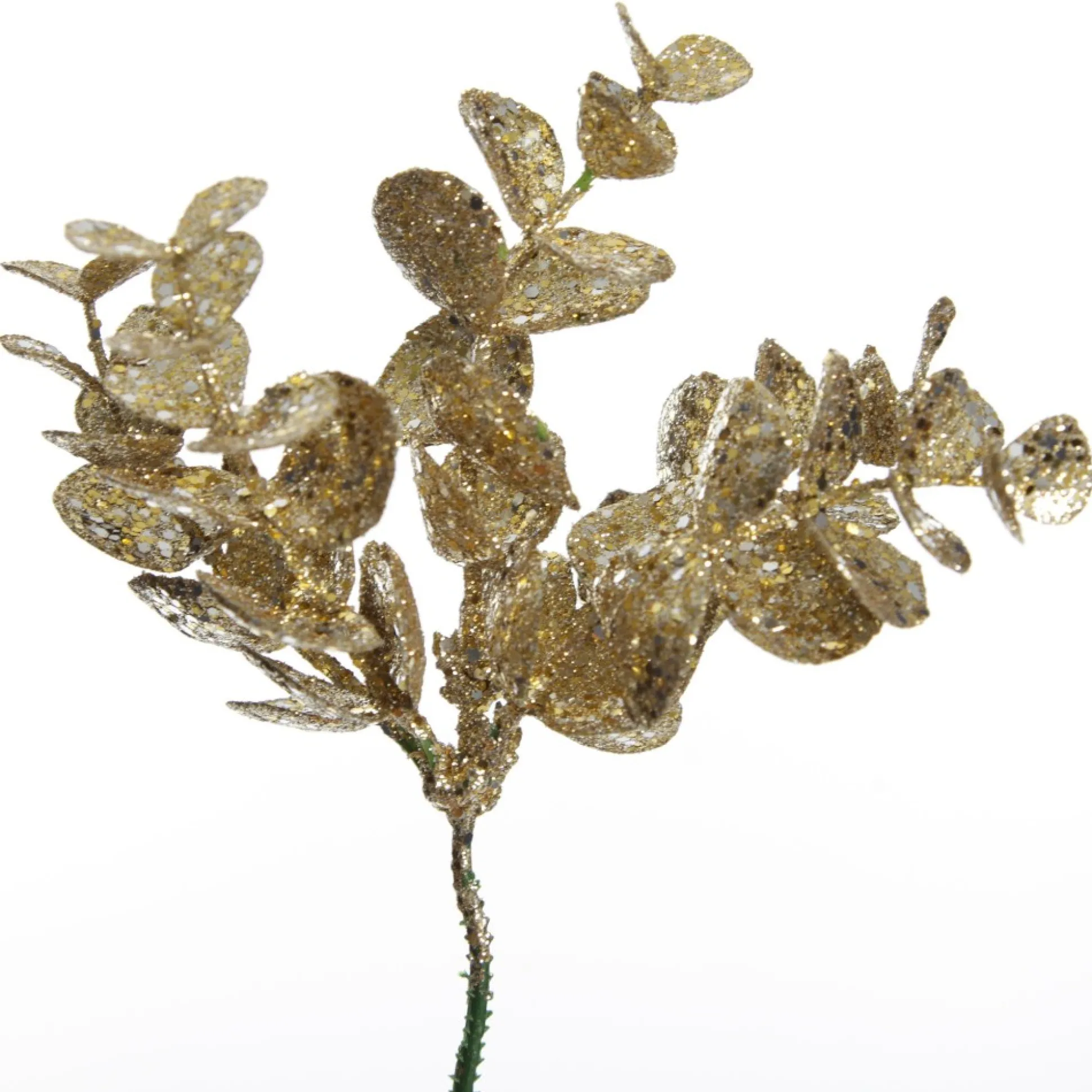 Champagne Glitter Silver Dollar Leaf Pick - Set of 2 Christmas Pick|