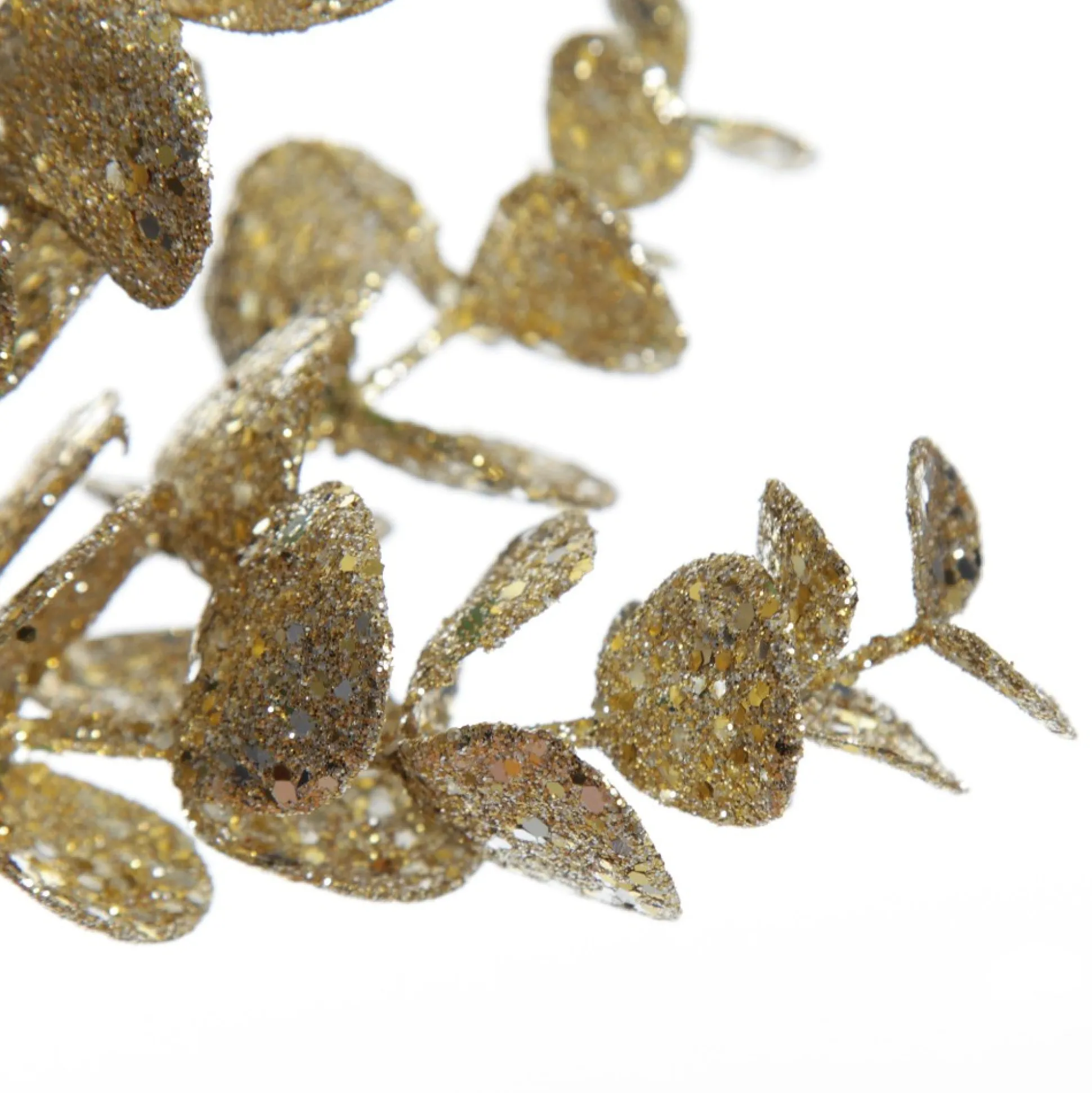 Champagne Glitter Silver Dollar Leaf Pick - Set of 2 Christmas Pick|