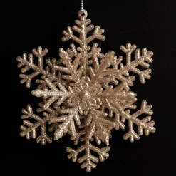 Champagne Glitter Snowflake Christmas Tree Decoration Snowflakes And Stars|