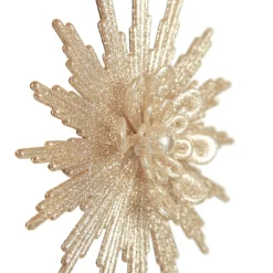 Champagne Glitter Starburst Christmas Tree Decoration Snowflakes And Stars|
