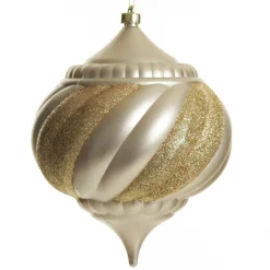 Champagne Glitter Swirl Christmas Onion Bauble Finials And Drops|