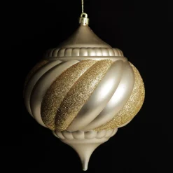 Champagne Glitter Swirl Christmas Onion Bauble Finials And Drops|