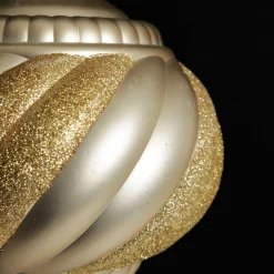 Champagne Glitter Swirl Christmas Onion Bauble Finials And Drops|