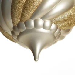 Champagne Glitter Swirl Christmas Onion Bauble Finials And Drops|