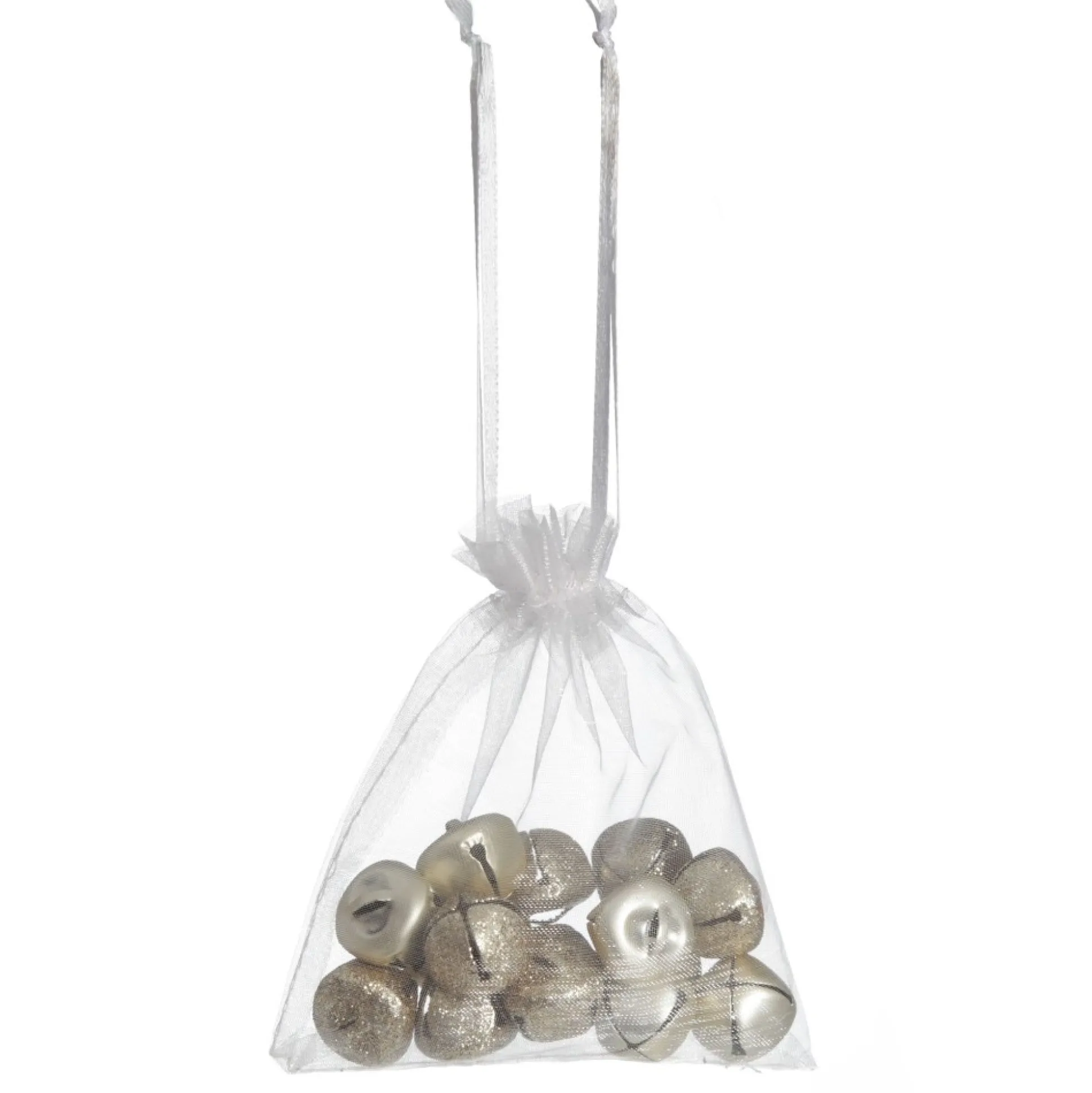 Champagne Mini Jingle Bell Decorations - Bag of 15 Christmas Craft Supplies|