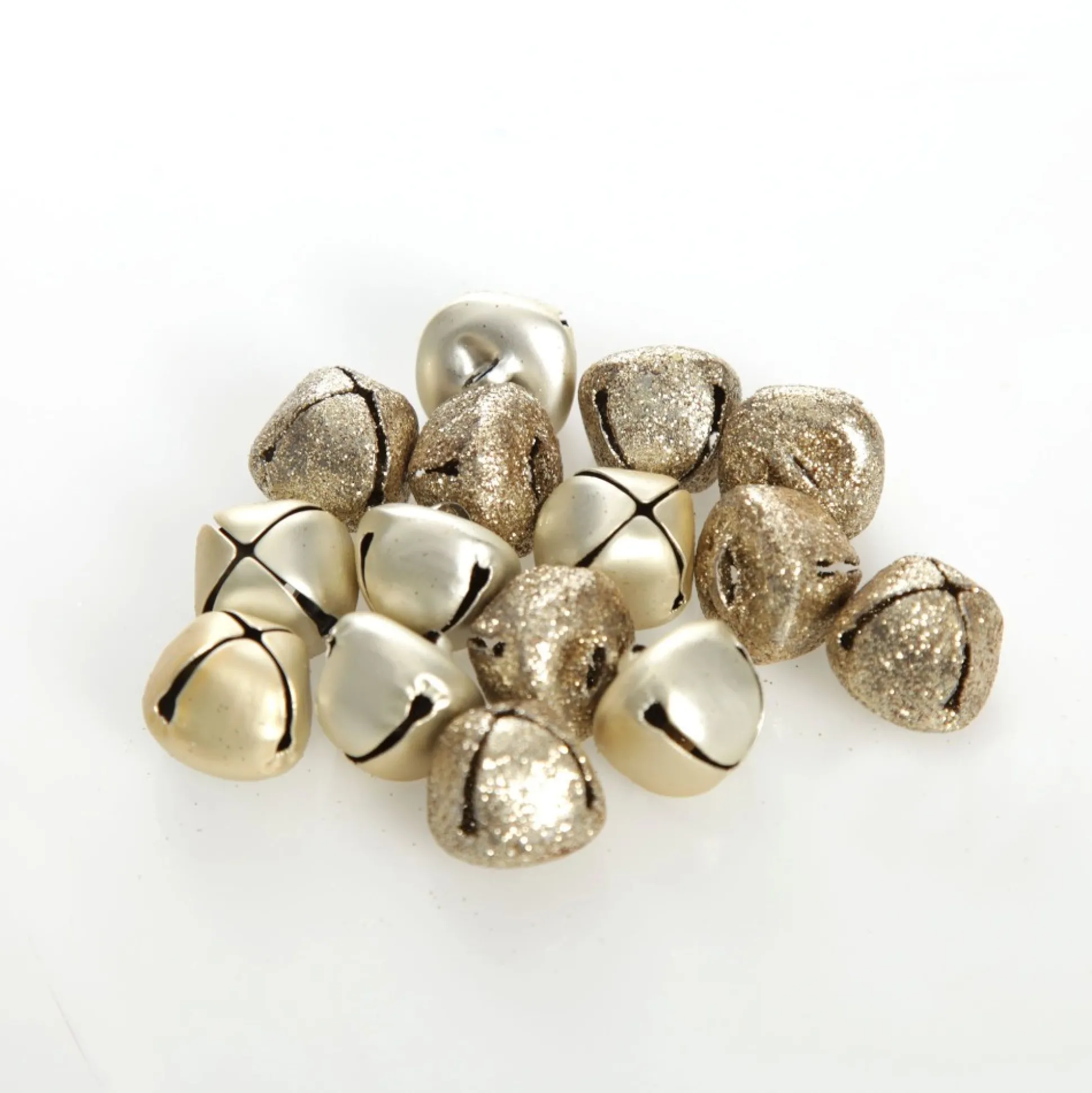 Champagne Mini Jingle Bell Decorations - Bag of 15 Christmas Craft Supplies|