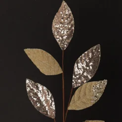 Champagne Mixed Leaf Burlap Sequin Spray Christmas Sprays|