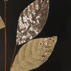Champagne Mixed Leaf Burlap Sequin Spray Christmas Sprays|