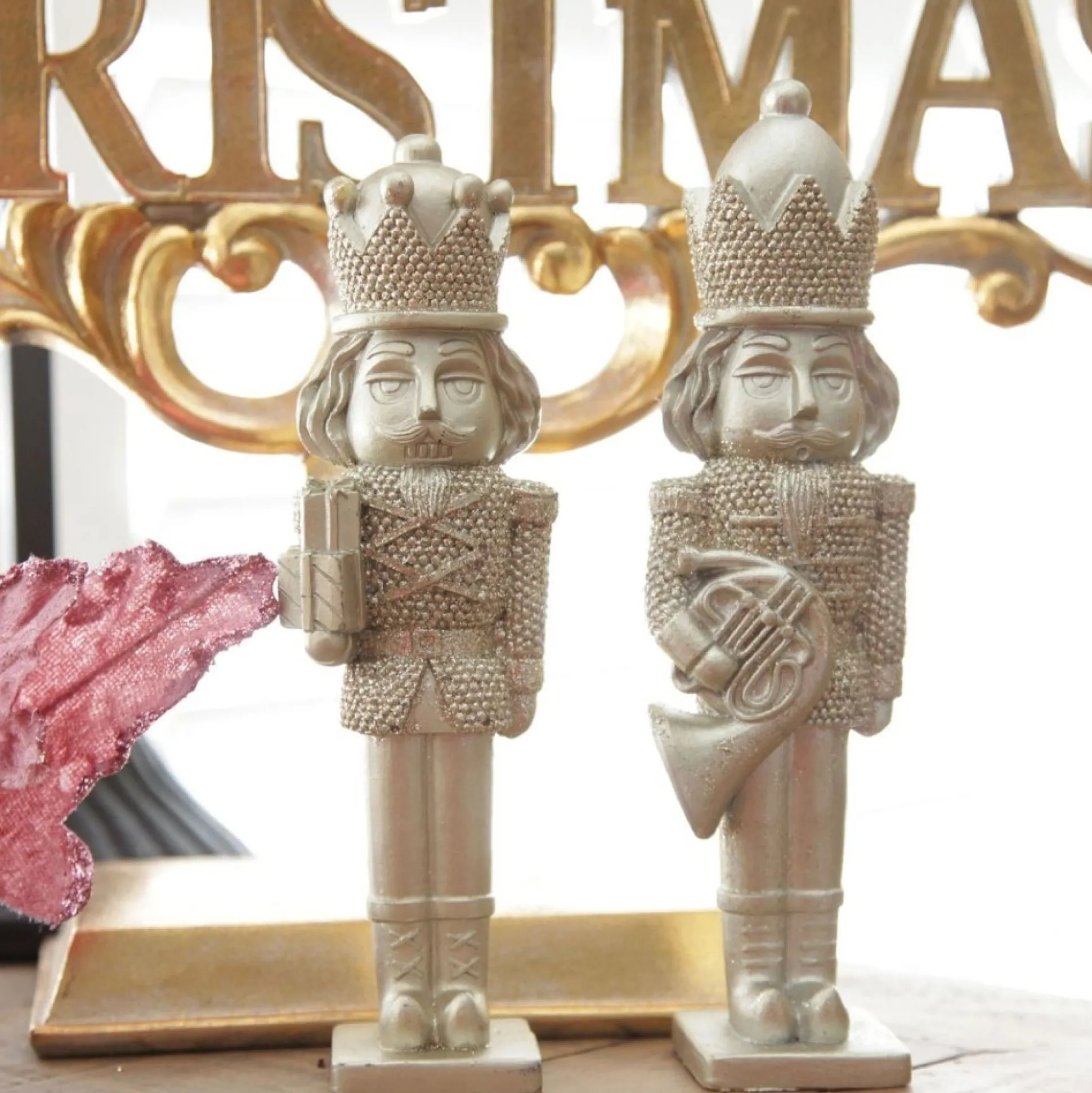 Champagne Polyresin Nutcracker with Presents Christmas Nutcrackers|
