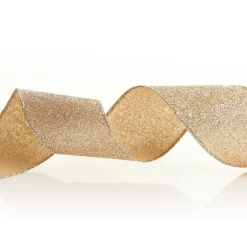 Champagne Sparkle Glitter Ribbon Wired Edge - 6.3cm Ribbons|