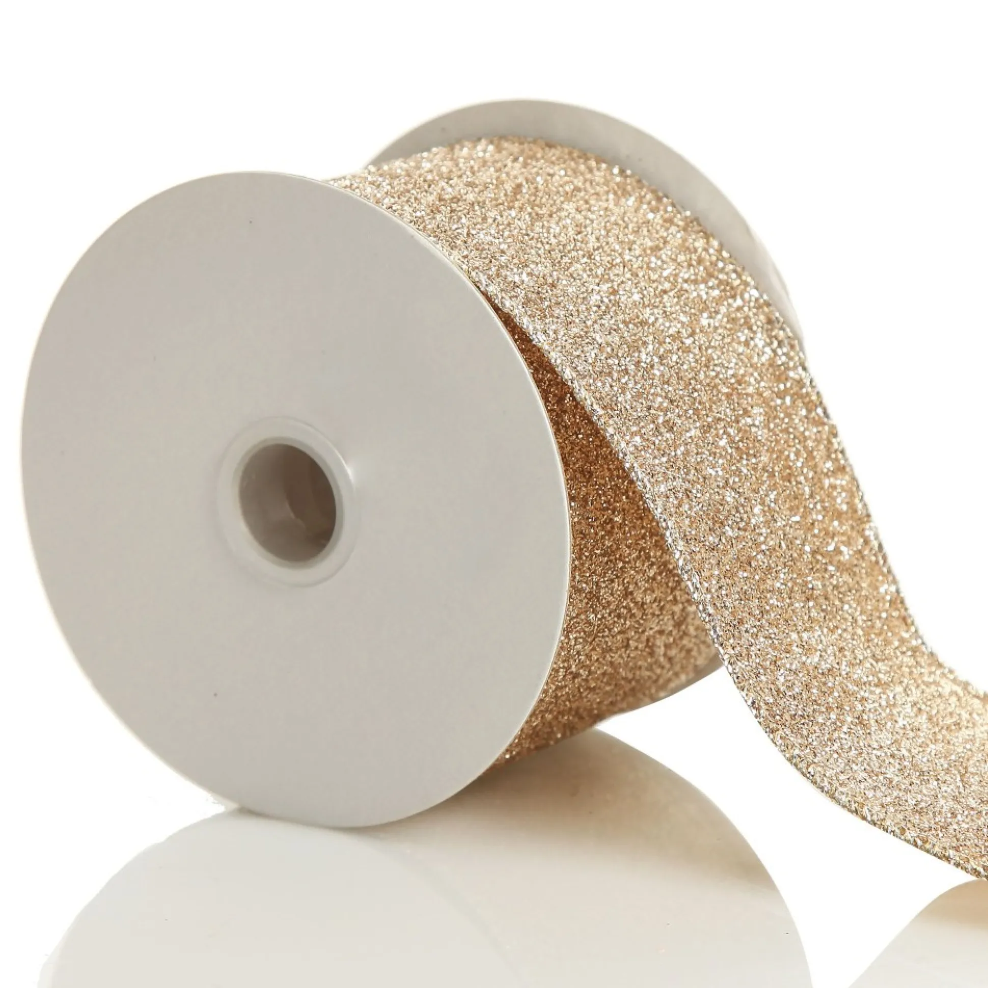 Champagne Sparkle Glitter Ribbon Wired Edge - 6.3cm Ribbons|