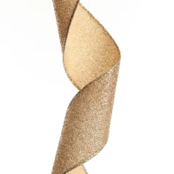 Champagne Sparkle Glitter Ribbon Wired Edge - 6.3cm Ribbons|