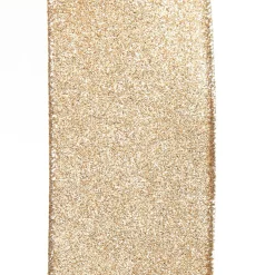 Champagne Sparkle Glitter Ribbon Wired Edge - 6.3cm Ribbons|