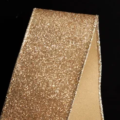 Champagne Sparkle Glitter Ribbon Wired Edge - 6.3cm Ribbons|