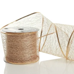 Champagne Spider Mesh Wired Christmas Ribbon Garland Tree Garlands|