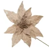 Champagne Velvet Poinsettia Flower Stem Christmas Flowers|