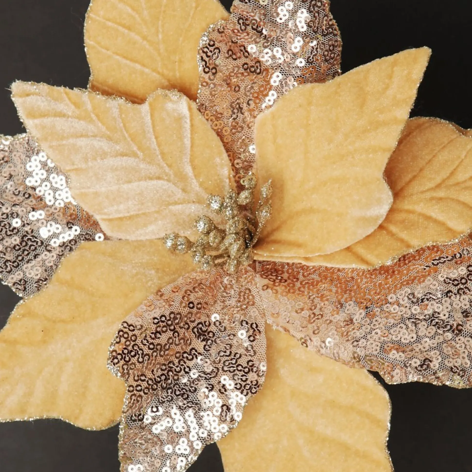 Champagne Velvet Sequin Flower Christmas Flowers|