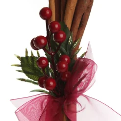 Christmas Cinnamon Stick Bunch with Red Berry and Green Leaf Christmas Candles And Scents|
