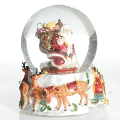 Christmas Musical Snowglobe with Santa and his Reindeers Christmas Snowglobes|
