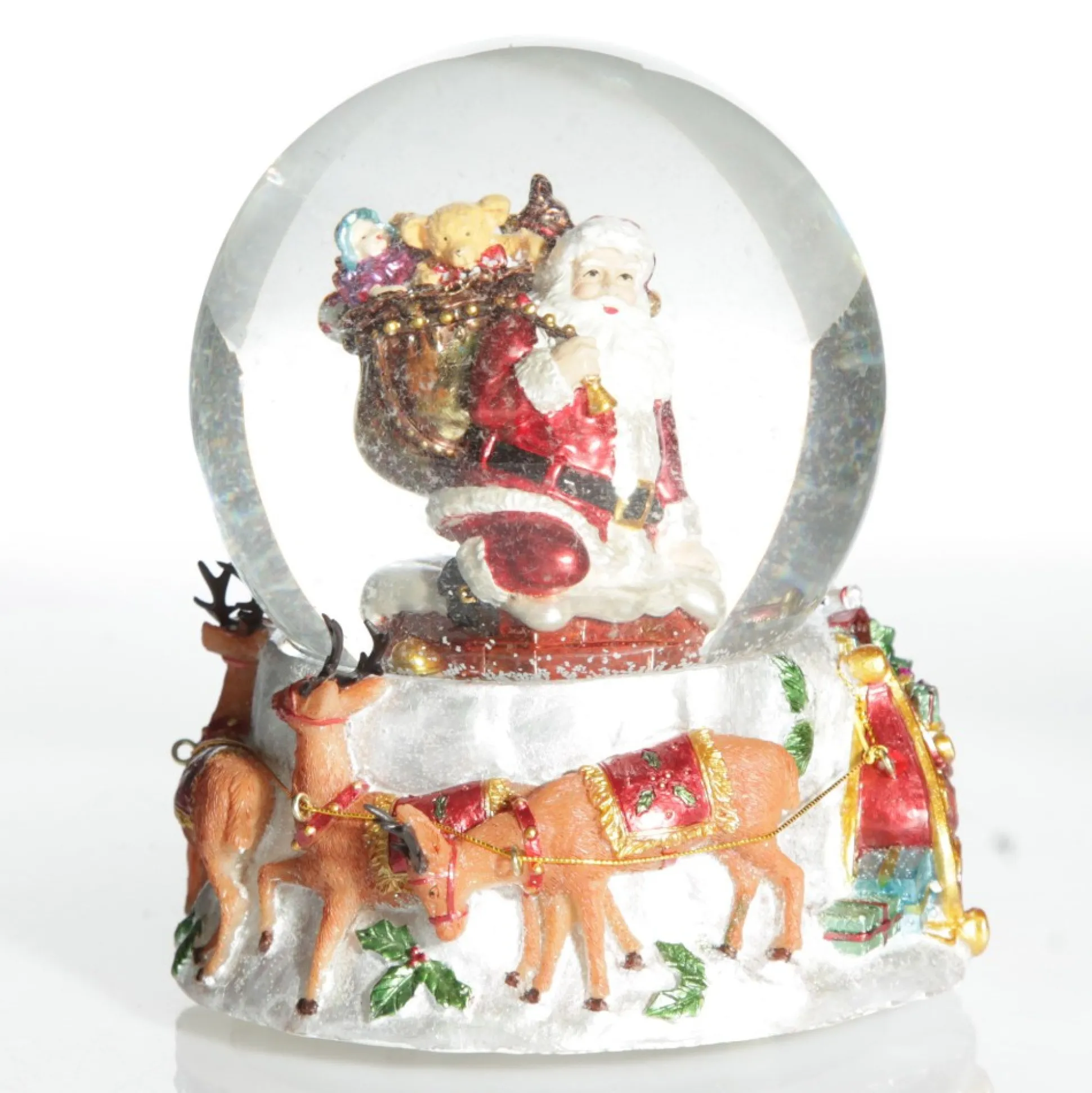 Christmas Musical Snowglobe with Santa and his Reindeers Christmas Snowglobes|