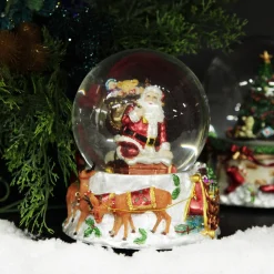 Christmas Musical Snowglobe with Santa and his Reindeers Christmas Snowglobes|