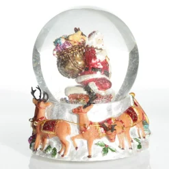 Christmas Musical Snowglobe with Santa and his Reindeers Christmas Snowglobes|