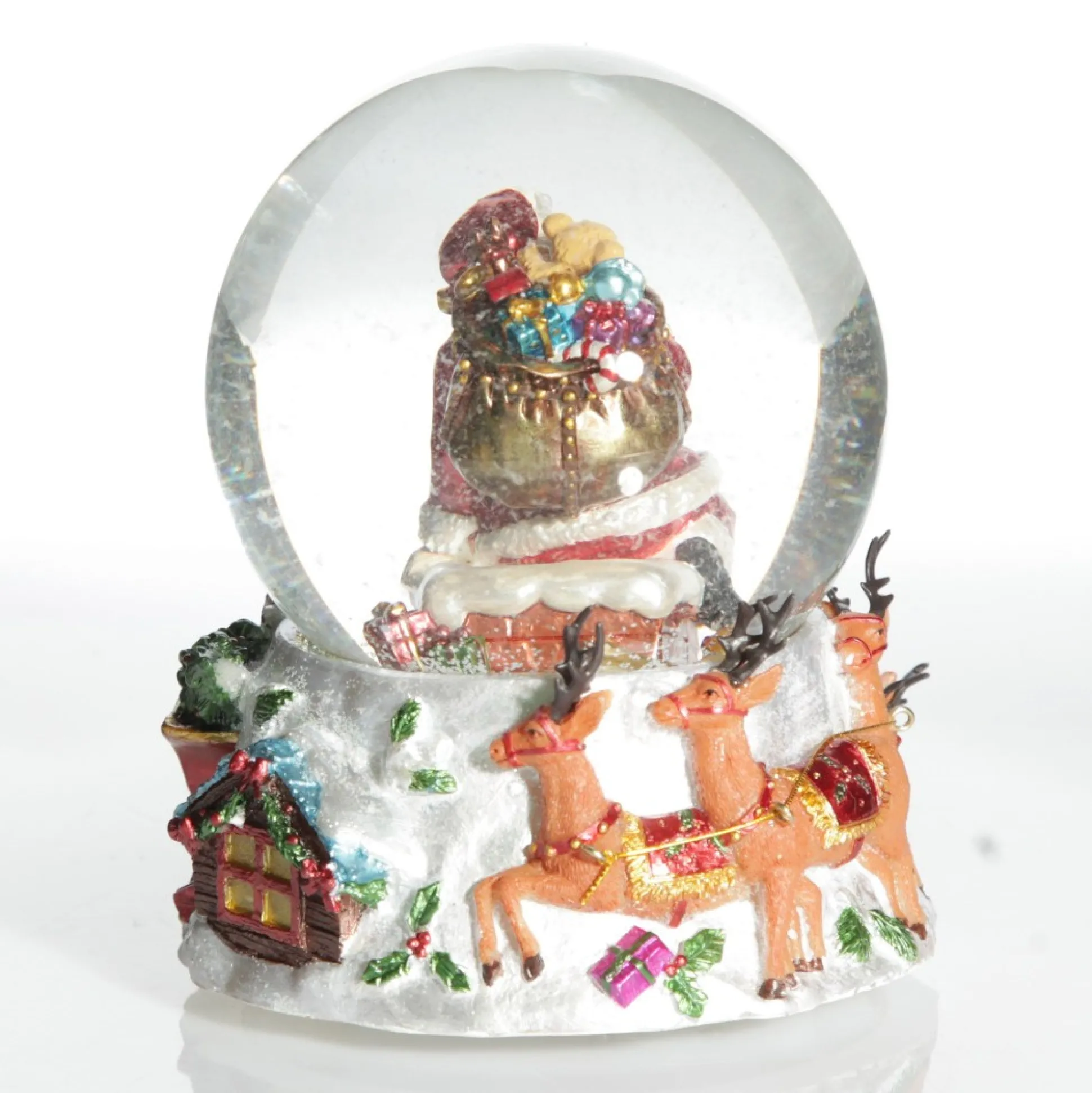 Christmas Musical Snowglobe with Santa and his Reindeers Christmas Snowglobes|