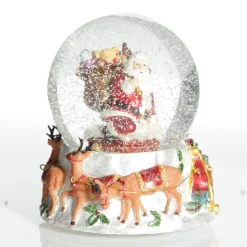 Christmas Musical Snowglobe with Santa and his Reindeers Christmas Snowglobes|