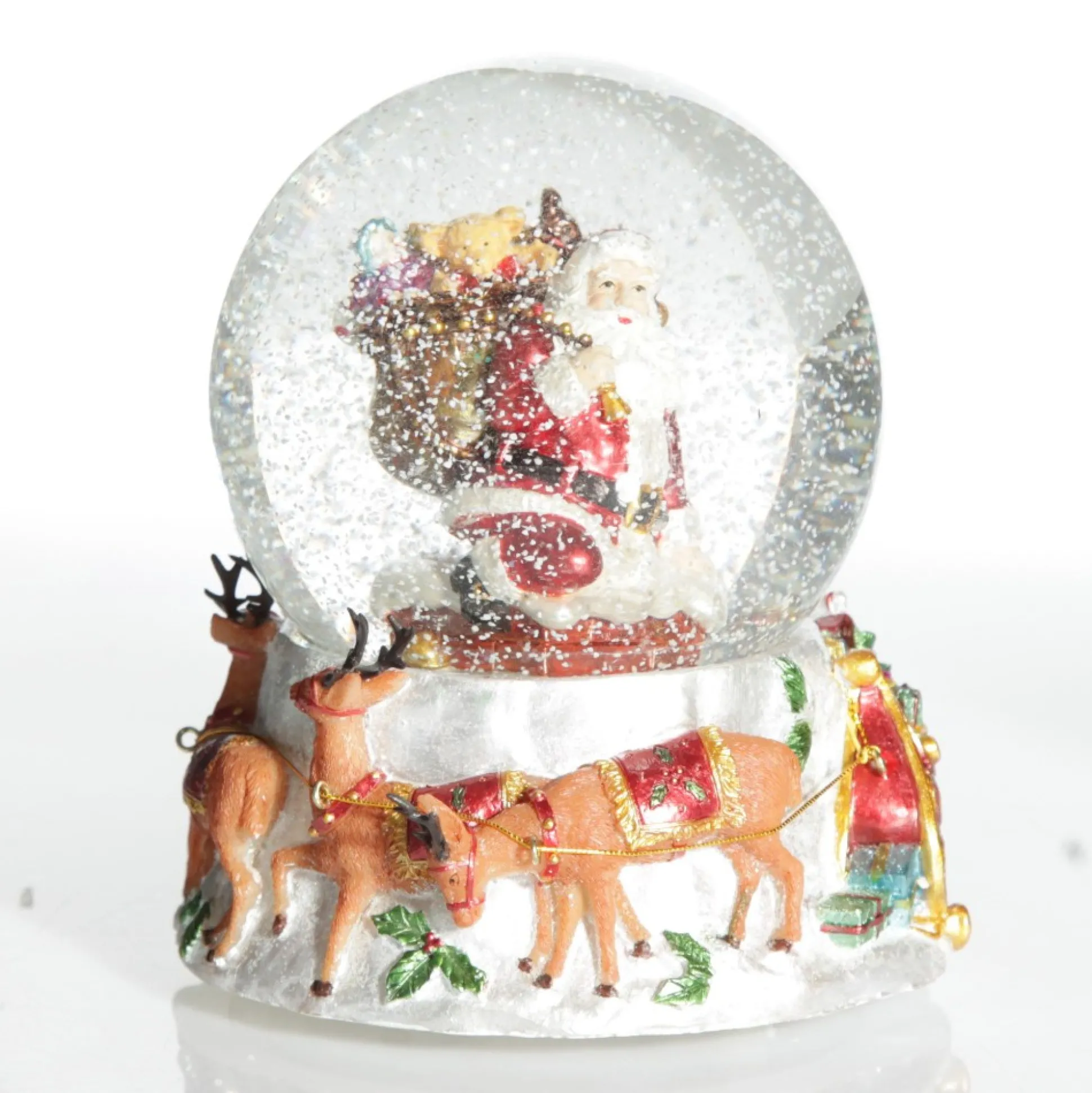 Christmas Musical Snowglobe with Santa and his Reindeers Christmas Snowglobes|
