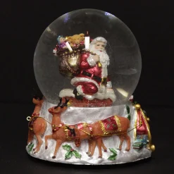 Christmas Musical Snowglobe with Santa and his Reindeers Christmas Snowglobes|
