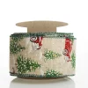 Christmas Ute with Snowy Trees Natural Linen Wired Ribbon - 6.25cm Ribbons|