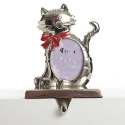 Chrome Cat Christmas Stocking Hanger with Photo Holder Pet Stockings|