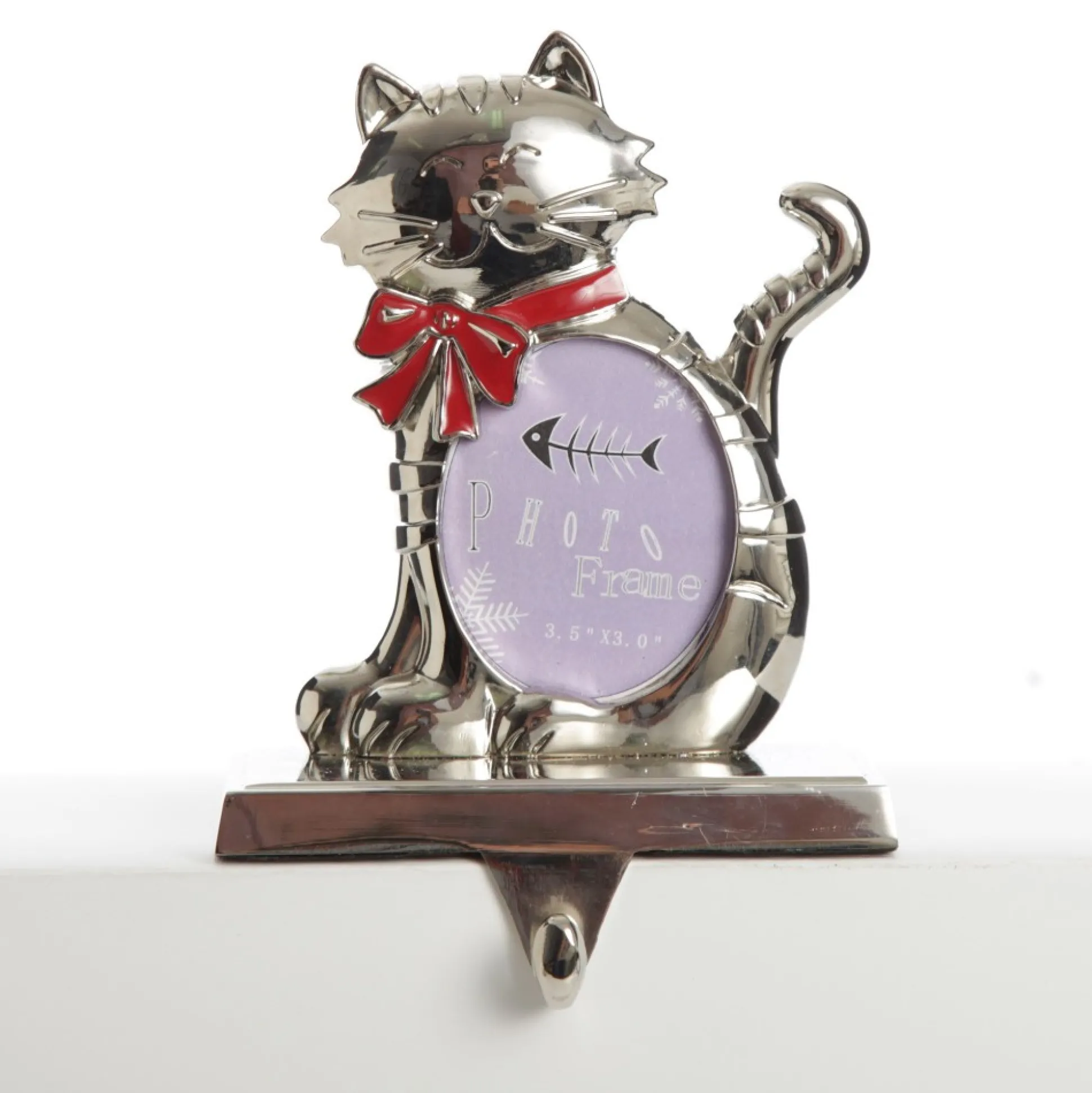 Chrome Cat Christmas Stocking Hanger with Photo Holder Pet Stockings|