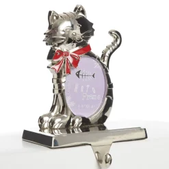 Chrome Cat Christmas Stocking Hanger with Photo Holder Pet Stockings|