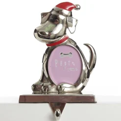 Chrome Dog Christmas Stocking Hanger with Photo Holder Pet Stockings|