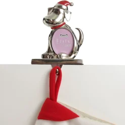 Chrome Dog Christmas Stocking Hanger with Photo Holder Pet Stockings|
