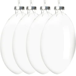 Clear Glass Craft Round Disc Bauble Decoration - Set of 4 Craft Baubles|