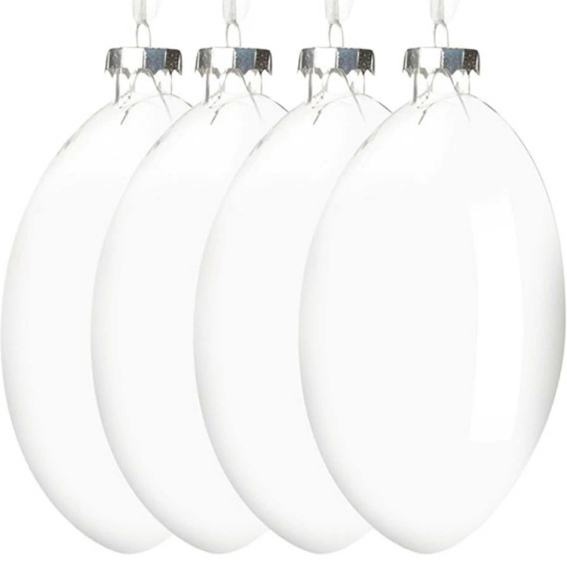 Clear Glass Craft Round Disc Bauble Decoration - Set of 4 Craft Baubles|