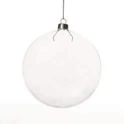 Clear Glass Craft Round Disc Bauble Decoration - Set of 4 Craft Baubles|