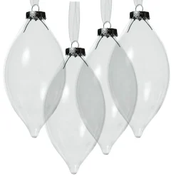 Clear Glass Craft Teardrop Bauble - Set of 4 Glass Baubles|