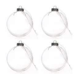8cm Clear Glass Craft Bauble - Set of 4 Glass Baubles|