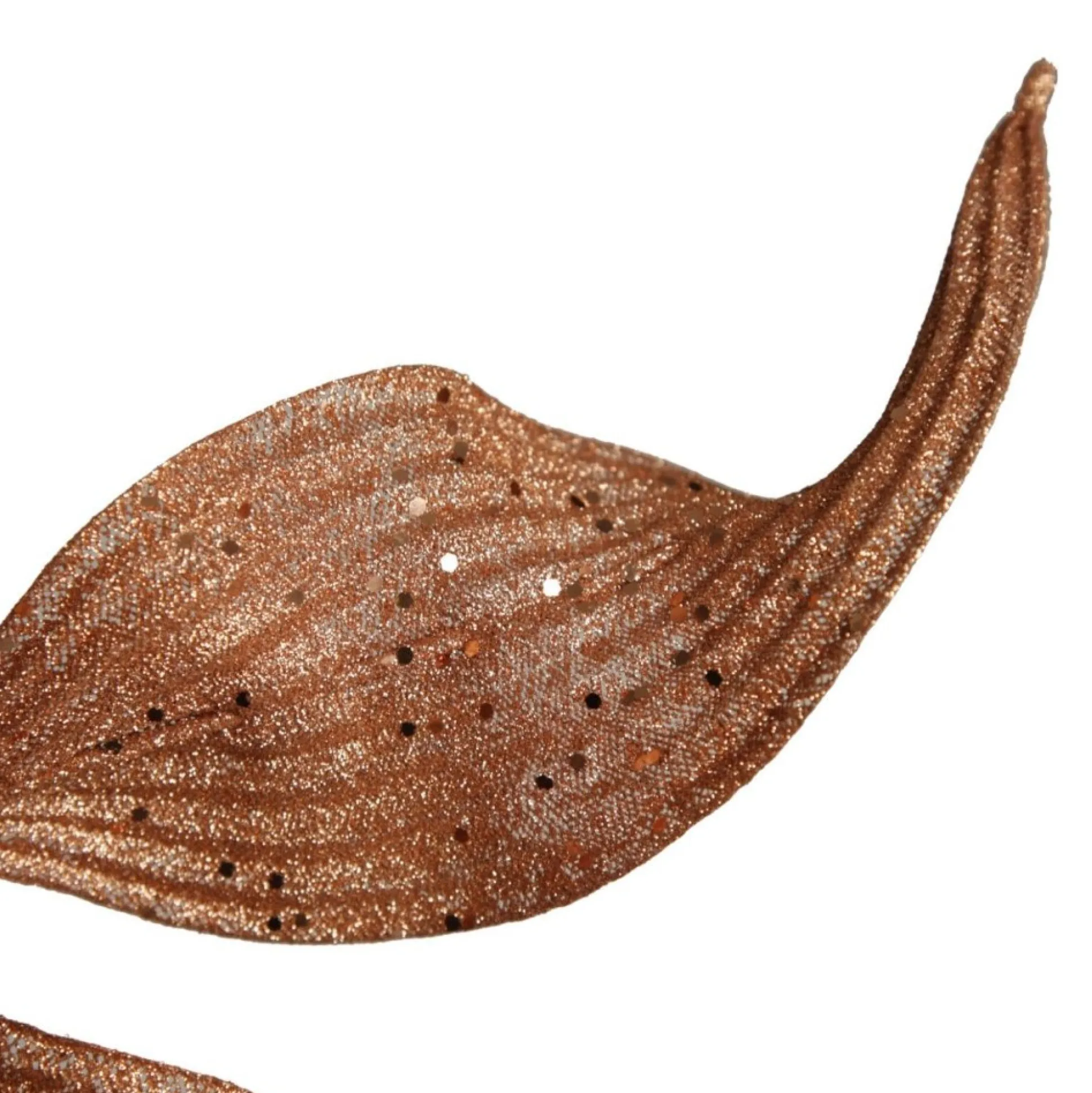 Copper Blush Curved Leaf Glitter Spray Christmas Sprays|