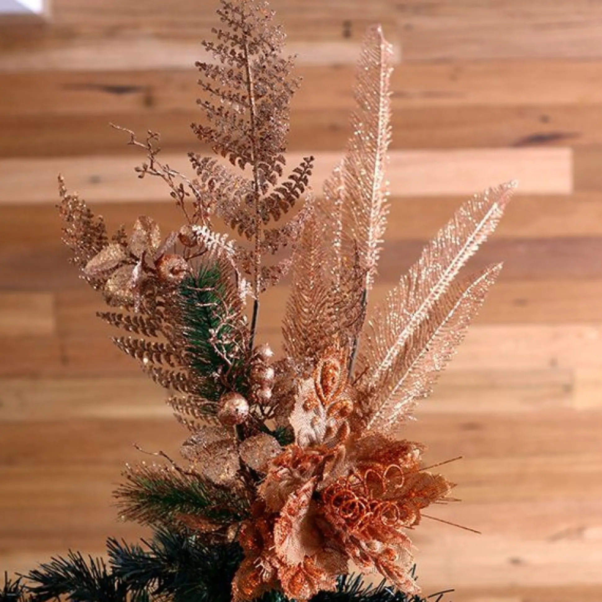 Copper Glitter Fern Spray Christmas Sprays|
