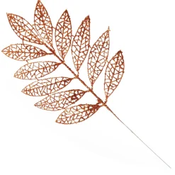 Copper Glitter Mesh Leaf Pick - Set of 2 Christmas Pick|