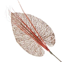 Copper Glitter Mesh Philodendron Leaf Pick Christmas Sprays|