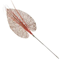 Copper Glitter Mesh Philodendron Leaf Pick Christmas Sprays|
