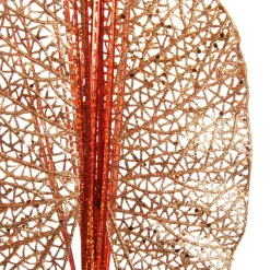 Copper Glitter Mesh Philodendron Leaf Pick Christmas Sprays|